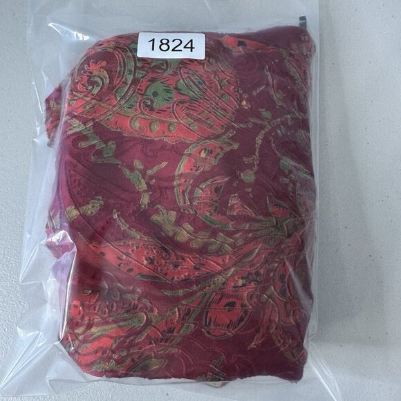 Juliana Collezione Drape front Blouse Red Silk Blend Paisley Size 12 - Picture 11 of 11